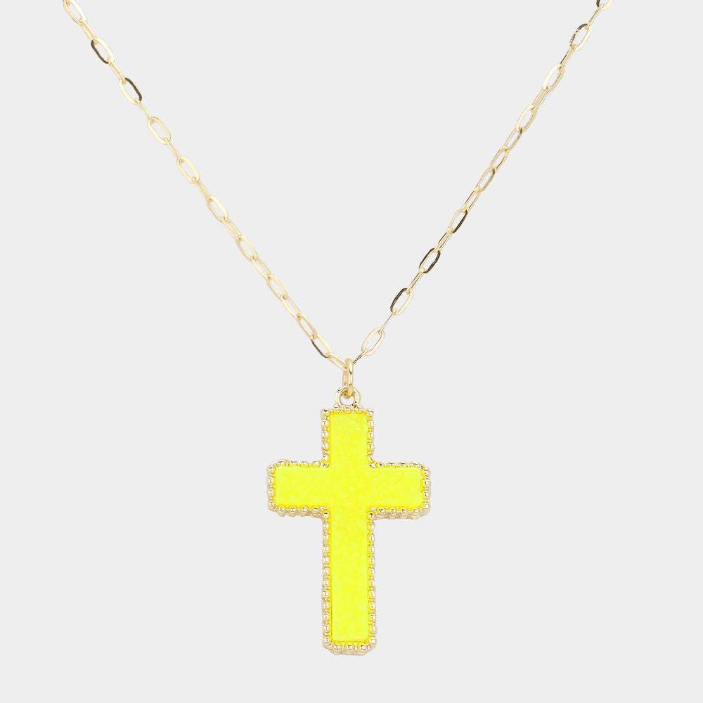 Druzy Cross Pendant Necklace - Madeline Love - Flyclothing LLC