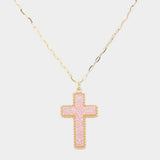 Druzy Cross Pendant Necklace - Madeline Love - Flyclothing LLC