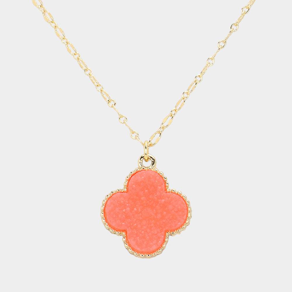 Druzy Quatrefoil Pendant Necklace - Madeline Love - Flyclothing LLC