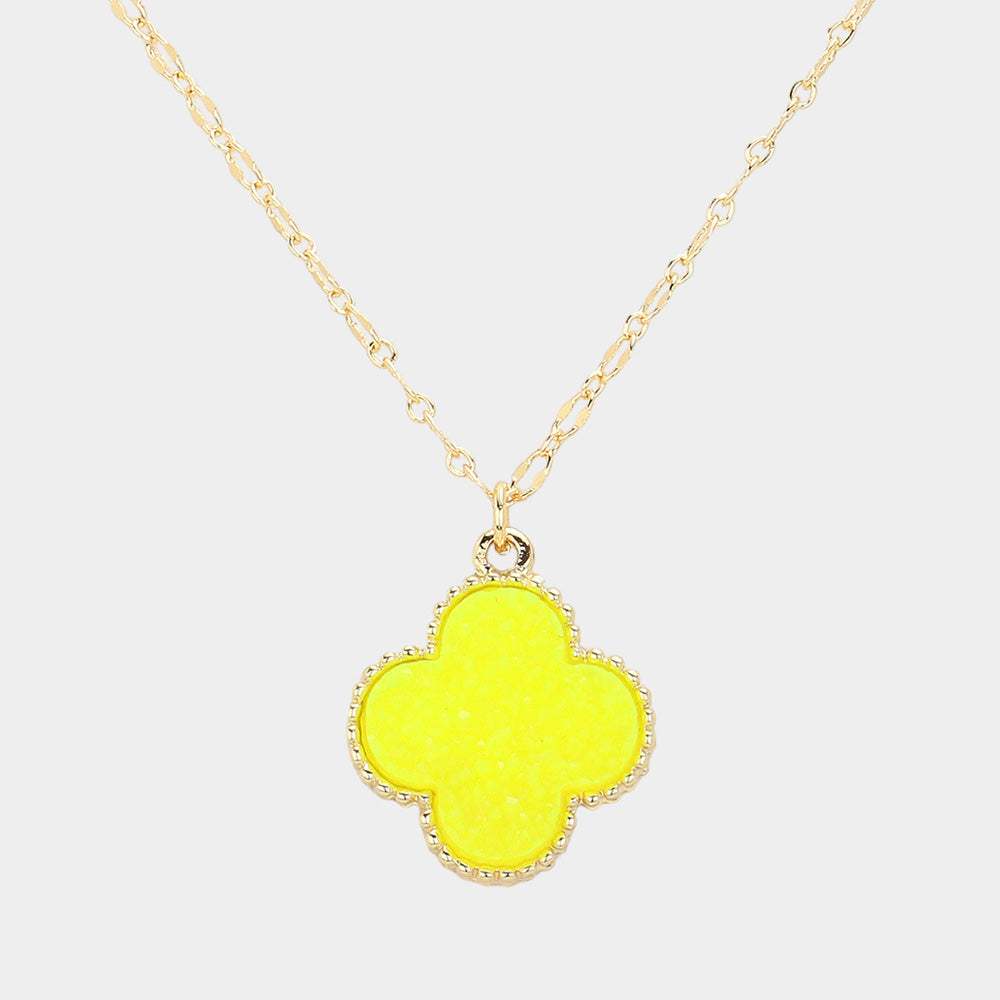 Druzy Quatrefoil Pendant Necklace - Madeline Love - Flyclothing LLC