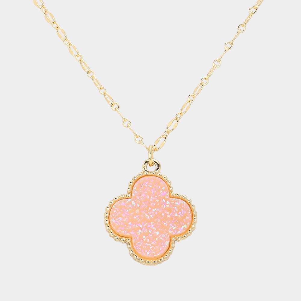 Druzy Quatrefoil Pendant Necklace - Madeline Love - Flyclothing LLC