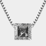 Square Natural Stone Accented Pendant Necklace - Madeline Love - Flyclothing LLC