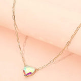 Heart Stone Pendant Paperclip Chain Necklace - Madeline Love - Flyclothing LLC