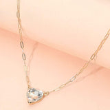 Heart Stone Pendant Paperclip Chain Necklace - Madeline Love - Flyclothing LLC