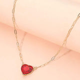 Heart Stone Pendant Paperclip Chain Necklace - Madeline Love - Flyclothing LLC
