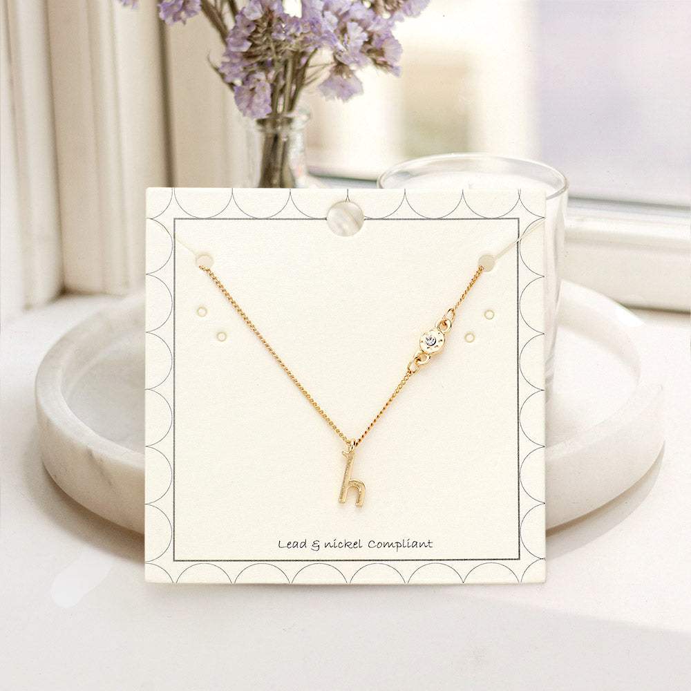H - Small Letter Initial Monogram Pendant Necklace with Crystal - Madeline Love - Flyclothing LLC