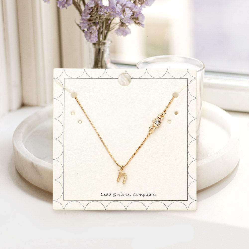 N - Small Letter Initial Monogram Pendant Necklace with Crystal - Madeline Love - Flyclothing LLC