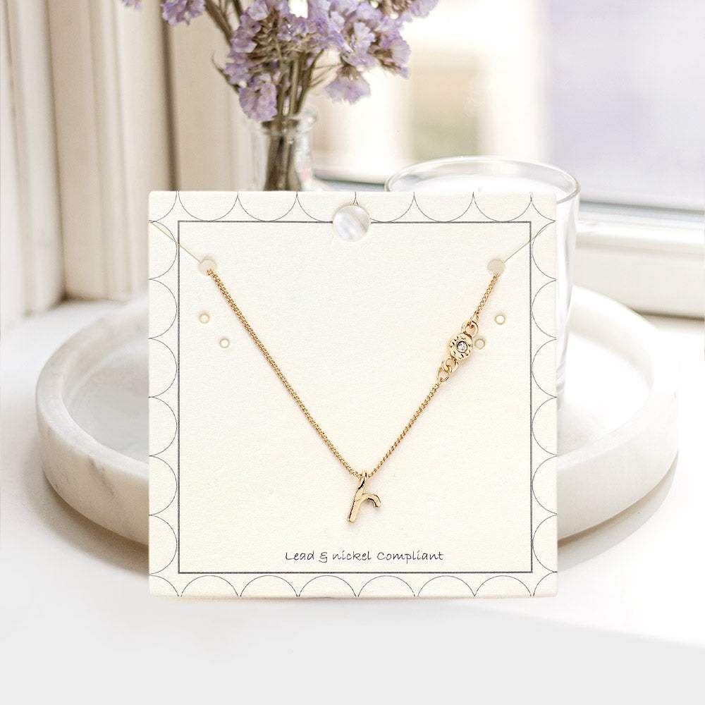 R - Small Letter Initial Monogram Pendant Necklace with Crystal - Madeline Love - Flyclothing LLC