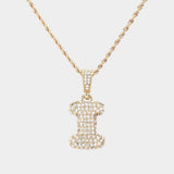 -I- Rhinestone Initial Monogram Pendant Brass Chain Necklace - Madeline Love - Flyclothing LLC