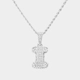 -I- Rhinestone Initial Monogram Pendant Brass Chain Necklace - Madeline Love - Flyclothing LLC