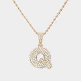 -Q- Rhinestone Initial Monogram Pendant Brass Chain Necklace - Madeline Love - Flyclothing LLC
