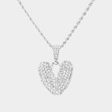 -V- Rhinestone Initial Monogram Pendant Brass Chain Necklace - Madeline Love - Flyclothing LLC