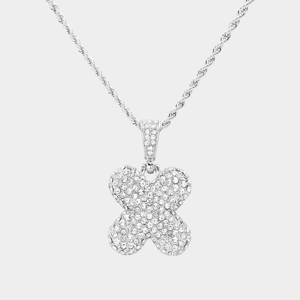 -X- Rhinestone vPendant Brass Chain Necklace - Madeline Love - Flyclothing LLC