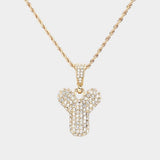 -Y- Rhinestone Initial Monogram Pendant Brass Chain Necklace - Madeline Love - Flyclothing LLC