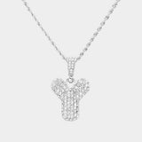 -Y- Rhinestone Initial Monogram Pendant Brass Chain Necklace - Madeline Love - Flyclothing LLC