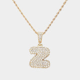 -Z- Rhinestone Initial Monogram Pendant Brass Chain Necklace - Madeline Love - Flyclothing LLC