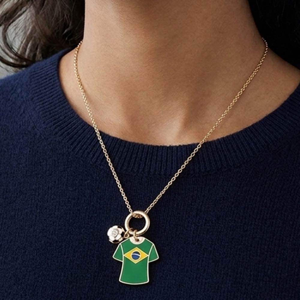 Brazil Soccer Ball Jersey Charm Toggle Pendant Necklace - Madeline Love - Flyclothing LLC