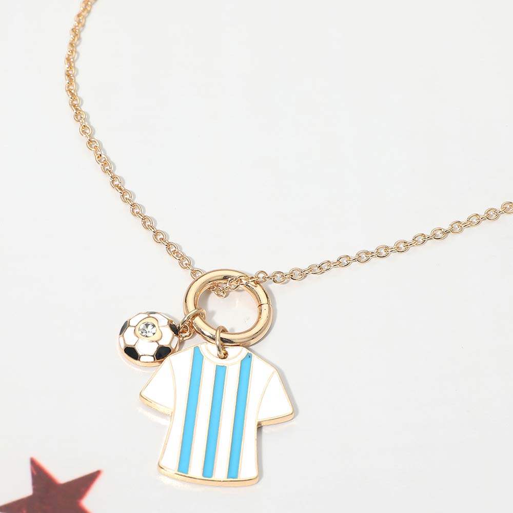 Argentina Soccer Ball Jersey Charm Toggle Pendant Necklace - Madeline Love - Flyclothing LLC