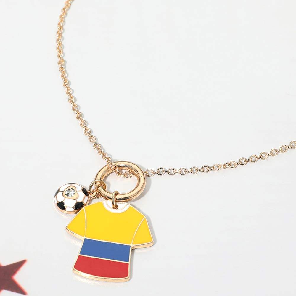 Colombia Soccer Ball Jersey Charm Toggle Pendant Necklace - Madeline Love - Flyclothing LLC