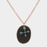 Oval Faux Leather Metal Arrow Pendant Necklace - Madeline Love - Flyclothing LLC