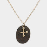 Oval Faux Leather Metal Arrow Pendant Necklace - Madeline Love - Flyclothing LLC