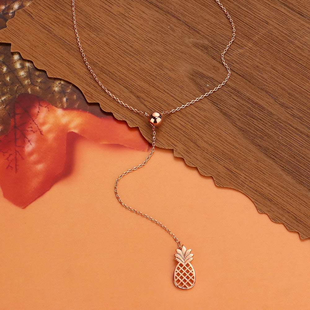 Gold Dipped Metal Pineapple Drop Pendant Y Necklace - Madeline Love - Flyclothing LLC