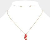 Faux Druzy Seahorse Pendant Necklace - Madeline Love - Flyclothing LLC