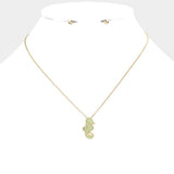 Faux Druzy Seahorse Pendant Necklace - Madeline Love - Flyclothing LLC