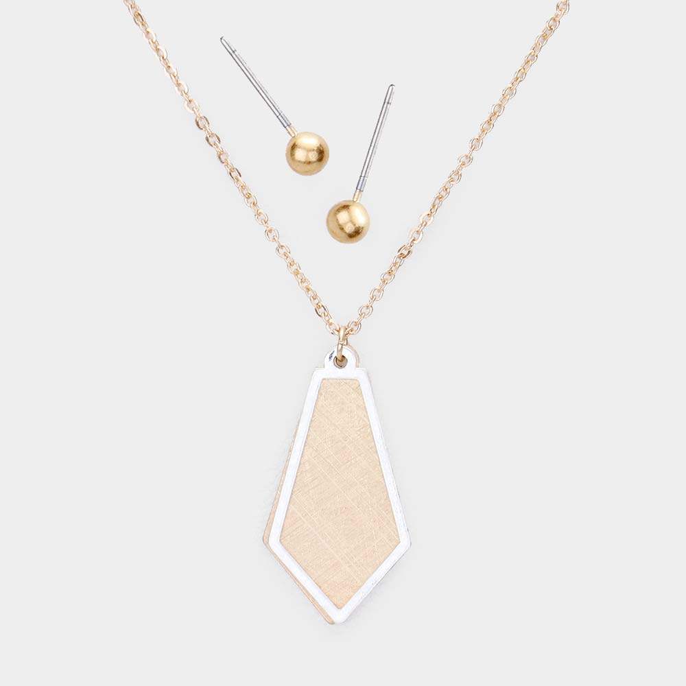 Two Tone Brass Metal Pendant Necklace - Madeline Love - Flyclothing LLC