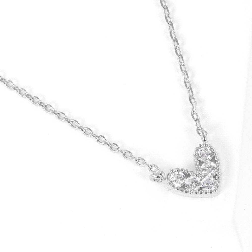 White Gold Dipped CZ Heart Pendant Necklace - Madeline Love - Flyclothing LLC