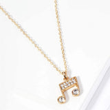 Crystal Rhinestone Paved Music Notes Pendant Necklace - Madeline Love - Flyclothing LLC