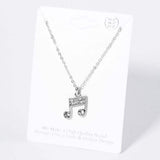 Crystal Rhinestone Paved Music Notes Pendant Necklace - Madeline Love - Flyclothing LLC