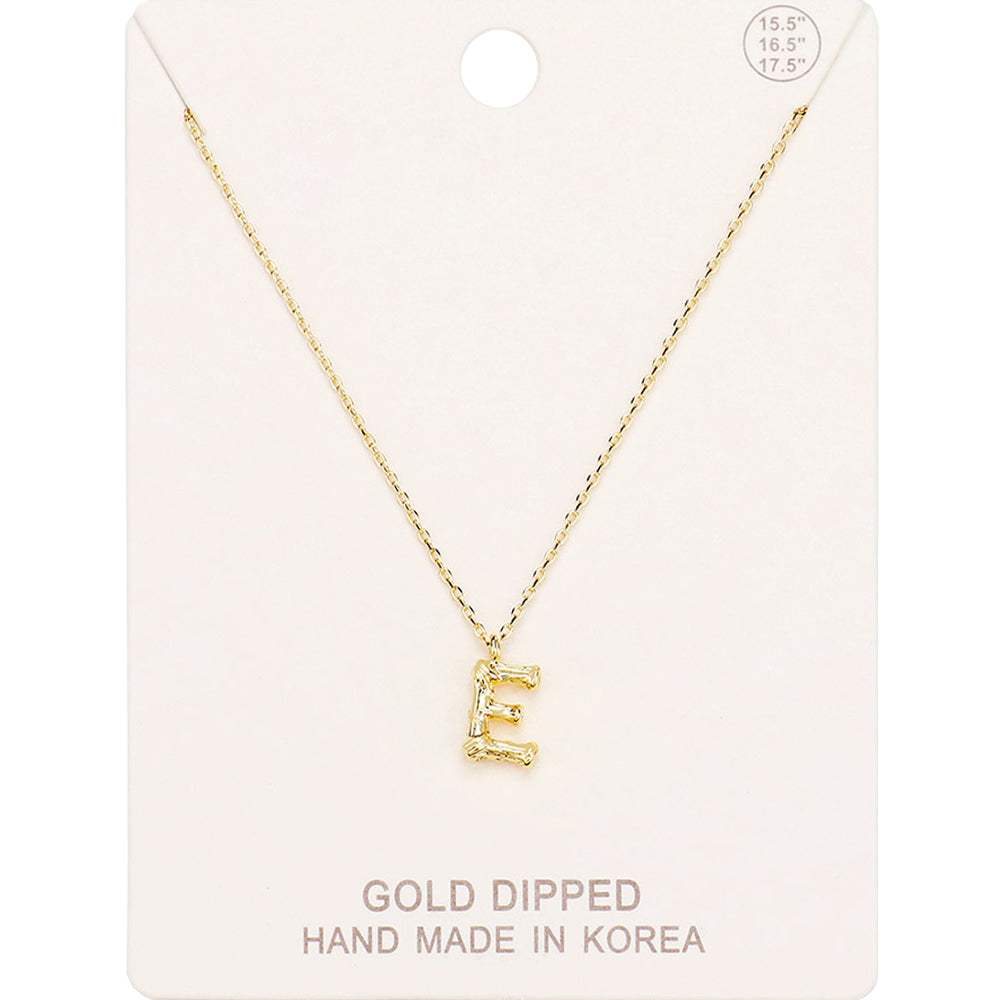 -E- Gold Dipped Initial Monogram Metal Pendant Necklace - Madeline Love - Flyclothing LLC