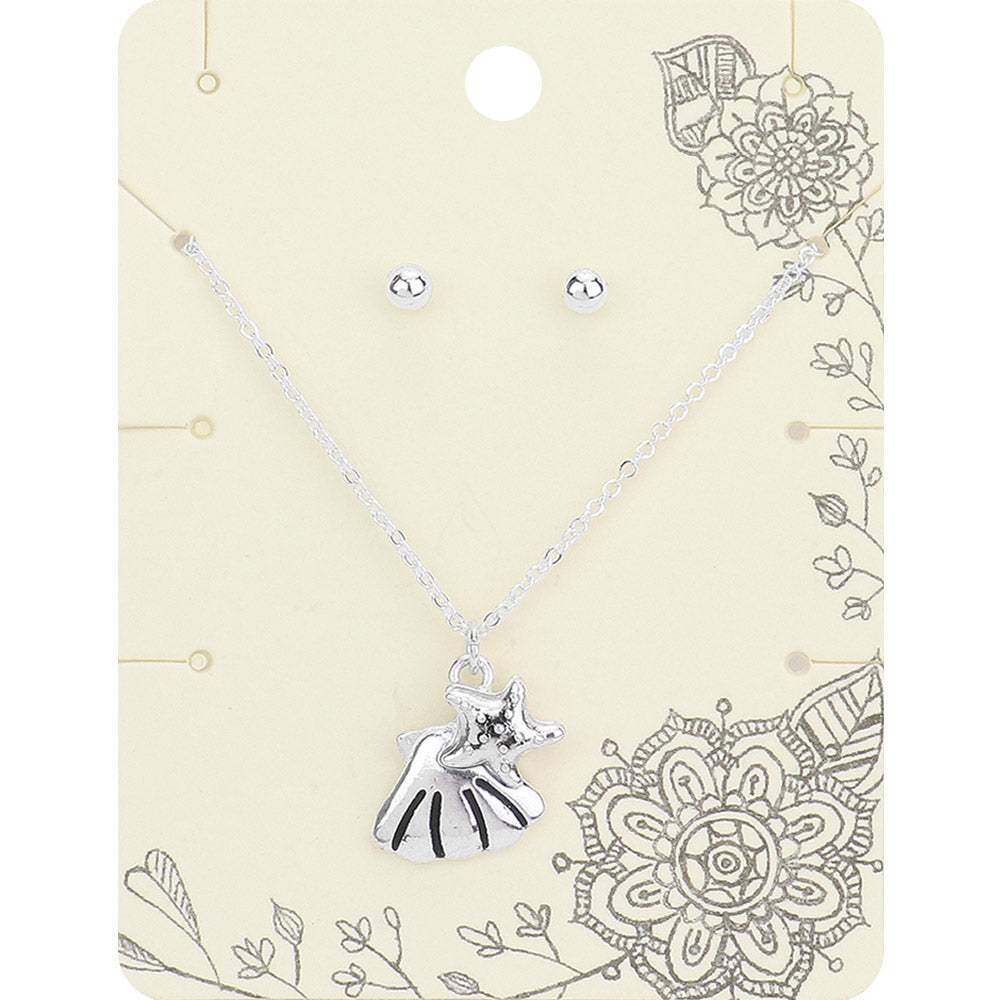 Metal Shell Starfish Pendant Necklace - Madeline Love - Flyclothing LLC