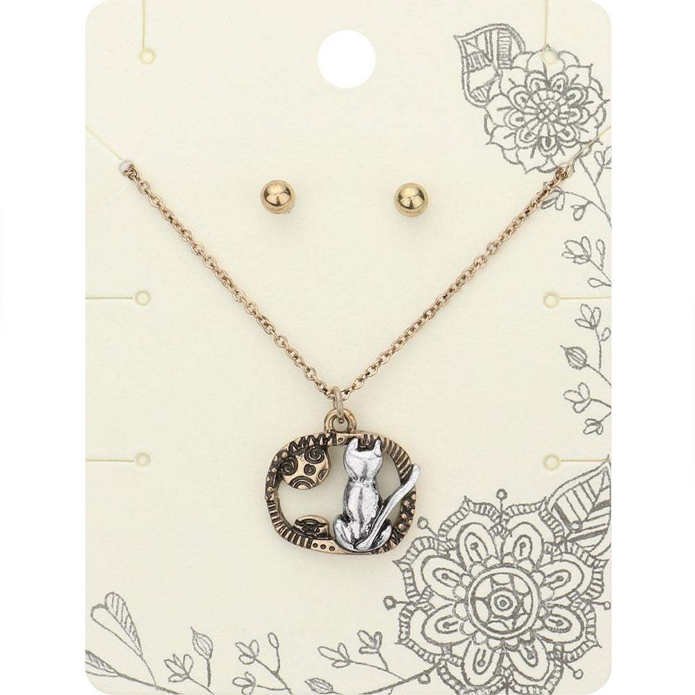 Metal Cat Pendant Necklace - Madeline Love - Flyclothing LLC