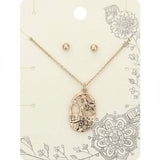 Stone Embellished Metal Woman Pendant Necklace - Madeline Love - Flyclothing LLC