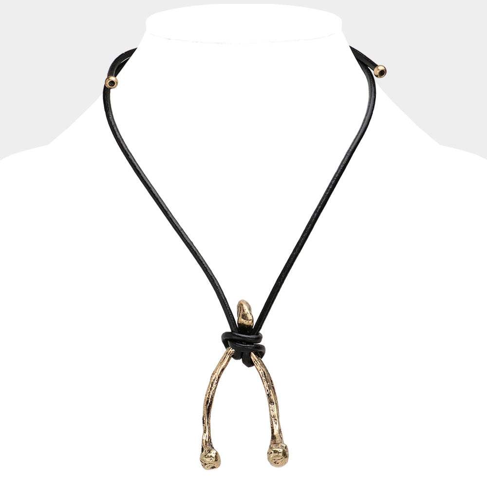 Unisex Wishbone Metal Pendant Necklace - Madeline Love - Flyclothing LLC