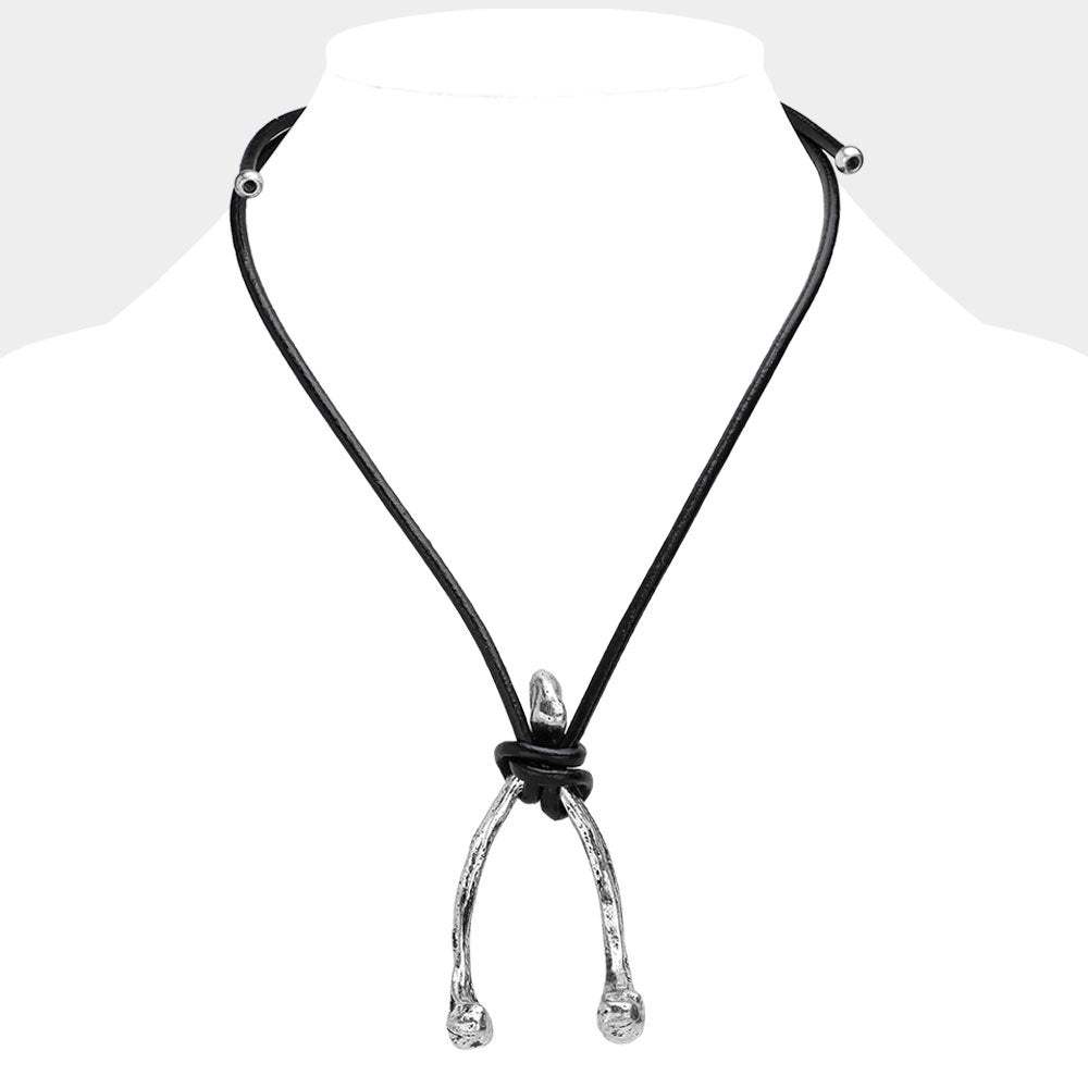 Unisex Wishbone Metal Pendant Necklace - Madeline Love - Flyclothing LLC