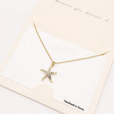 Rhinestone Embellished Starfish Pendant Necklace - Madeline Love - Flyclothing LLC