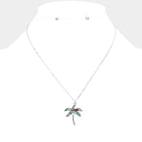 Abalone Palm Tree Pendant Necklace - Madeline Love - Flyclothing LLC
