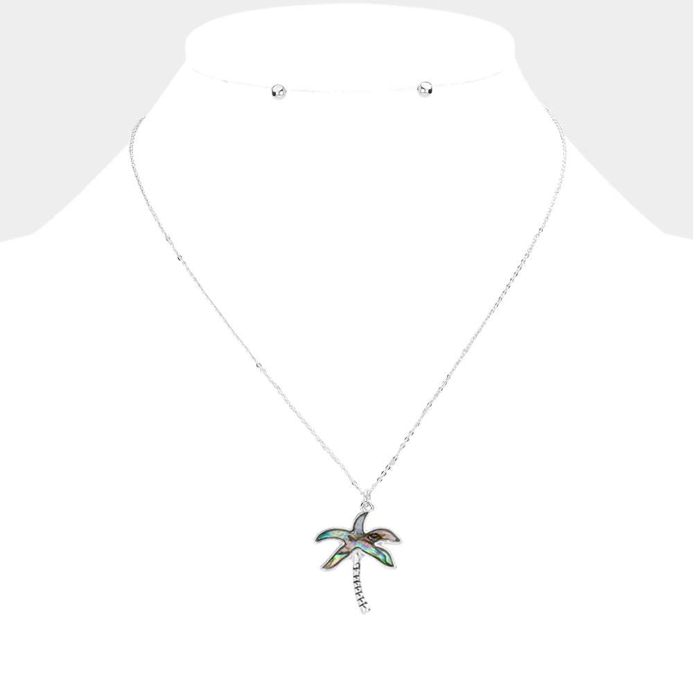 Abalone Palm Tree Pendant Necklace - Madeline Love - Flyclothing LLC