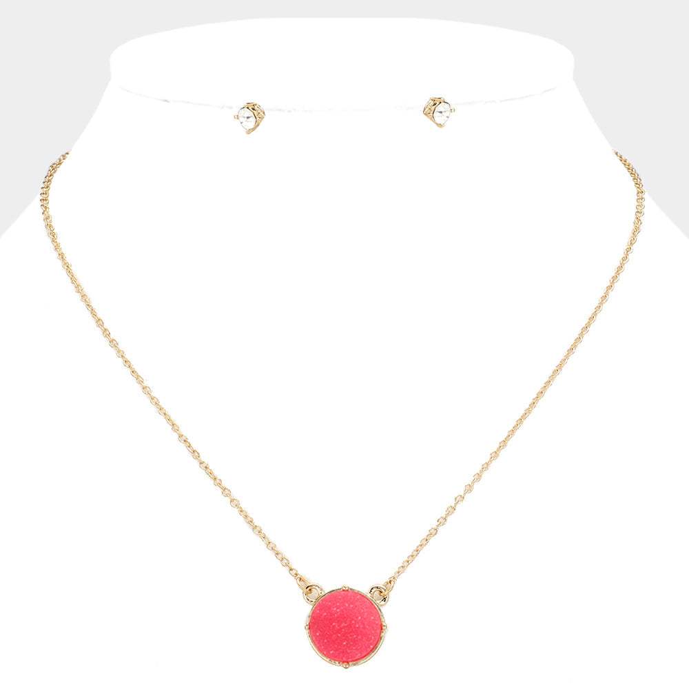 Druzy Stone Pendant Necklace - Madeline Love - Flyclothing LLC