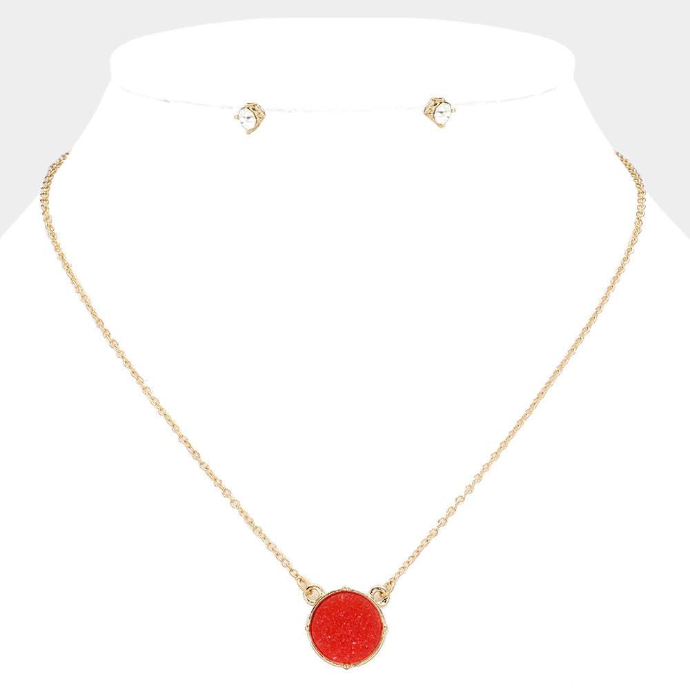 Druzy Stone Pendant Necklace - Madeline Love - Flyclothing LLC