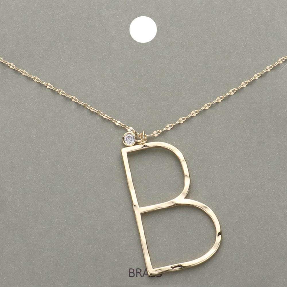 -B- Initial Monogram Brass Metal Pendant Necklace - Madeline Love - Flyclothing LLC