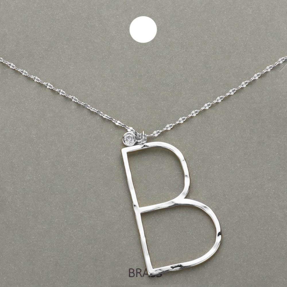 -B- Initial Monogram Brass Metal Pendant Necklace - Madeline Love - Flyclothing LLC