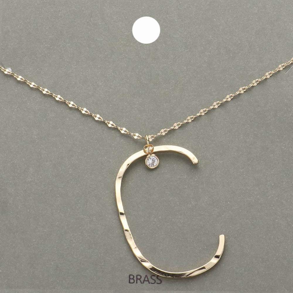 -C- Initial Monogram Brass Metal Pendant Necklace - Madeline Love - Flyclothing LLC