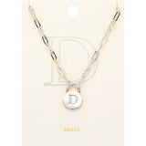 -D- Brass Metal Initial Monogram Lock Pendant Necklace - Madeline Love - Flyclothing LLC