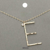-E- Initial Monogram Brass Metal Pendant Necklace - Madeline Love - Flyclothing LLC