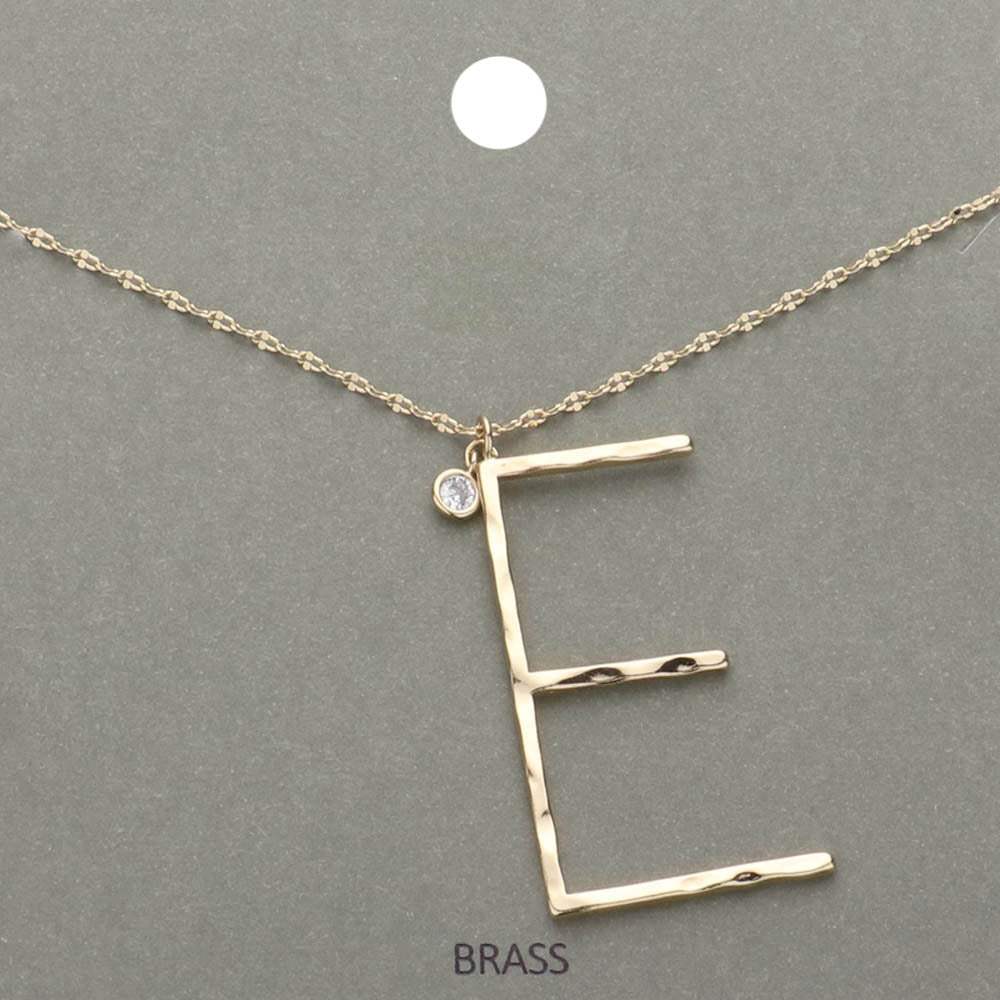 -E- Initial Monogram Brass Metal Pendant Necklace - Madeline Love - Flyclothing LLC