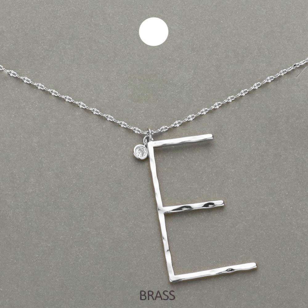 -E- Initial Monogram Brass Metal Pendant Necklace - Madeline Love - Flyclothing LLC